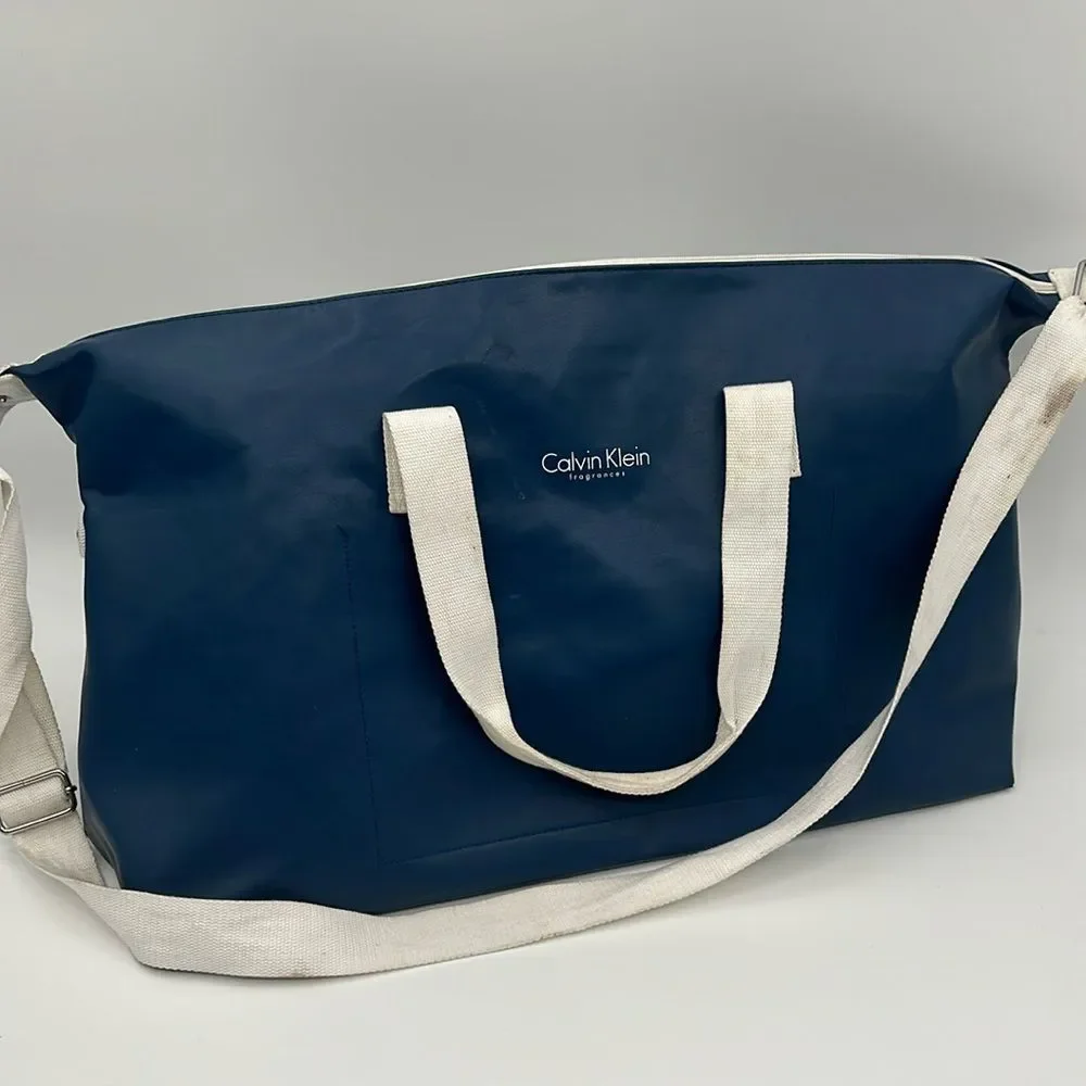 Calvin Klein Frangrances Bag Vintage Blue White Duffel Travel Weekender Gym